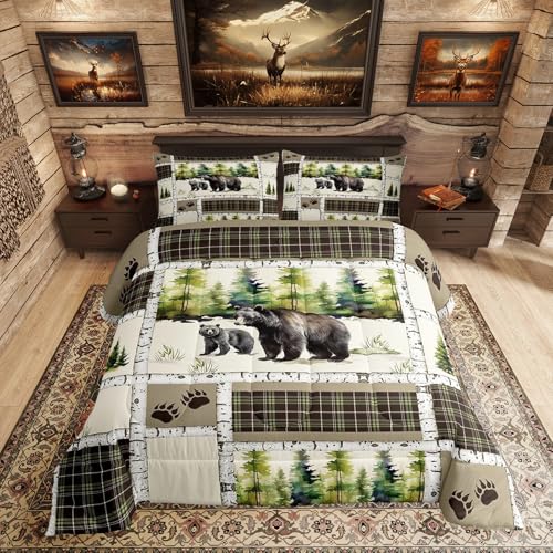 Erosebridal Bear Comforter Set Rustic Hunting Animal Bedding Set Full