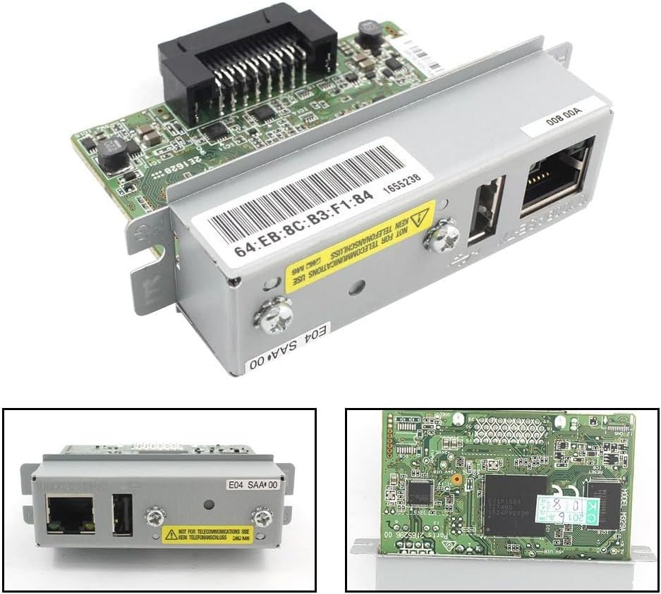 C32C881008 Ethernet Network Interface Module for UB-E04 Print Server Adapter Fast Ethernet 100Mbps Compatible with for TM Series Receipt Printers T88V T70II U220