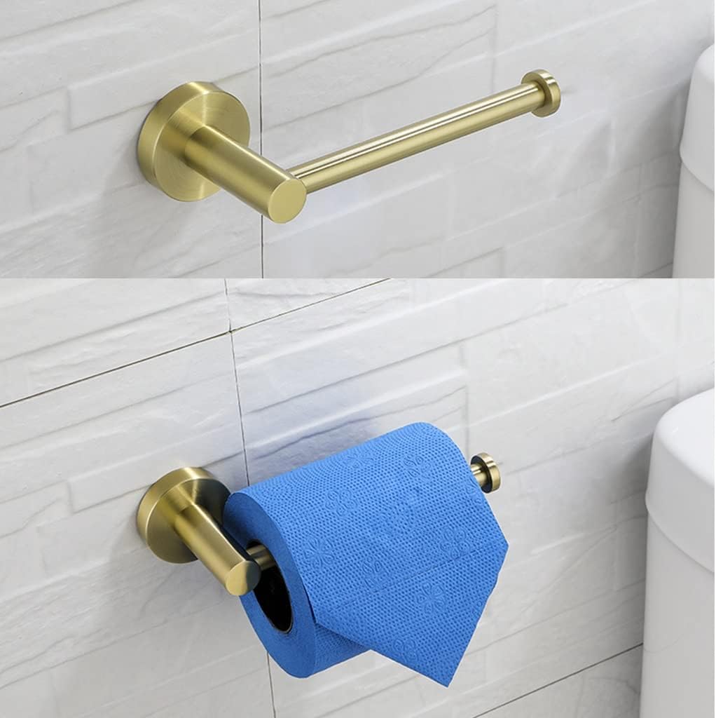 LSLYTQ Brushed Gold Stainless Steel Bathroom Hardware, Hand Towel Ring, Toilet Paper Holder, 2 Robe Towel Hooks, Bathroom Accessories Kit