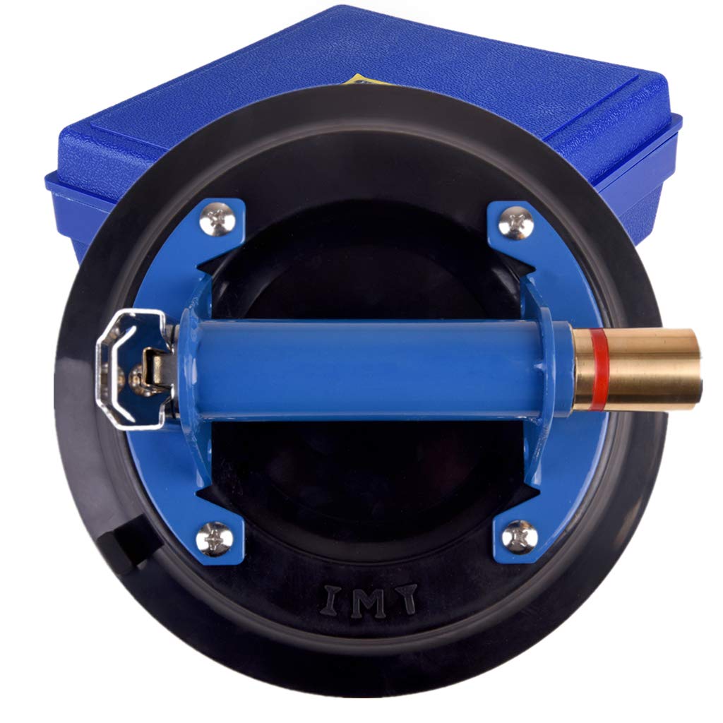 IMT 9" Glass Suction Cup Concave Pad, Vacuum Suction Lifter with Metal Handle and Brass Pump, for Curved Glass/Tiles Lifting, 260lbs Load Capacity with Carrying Case