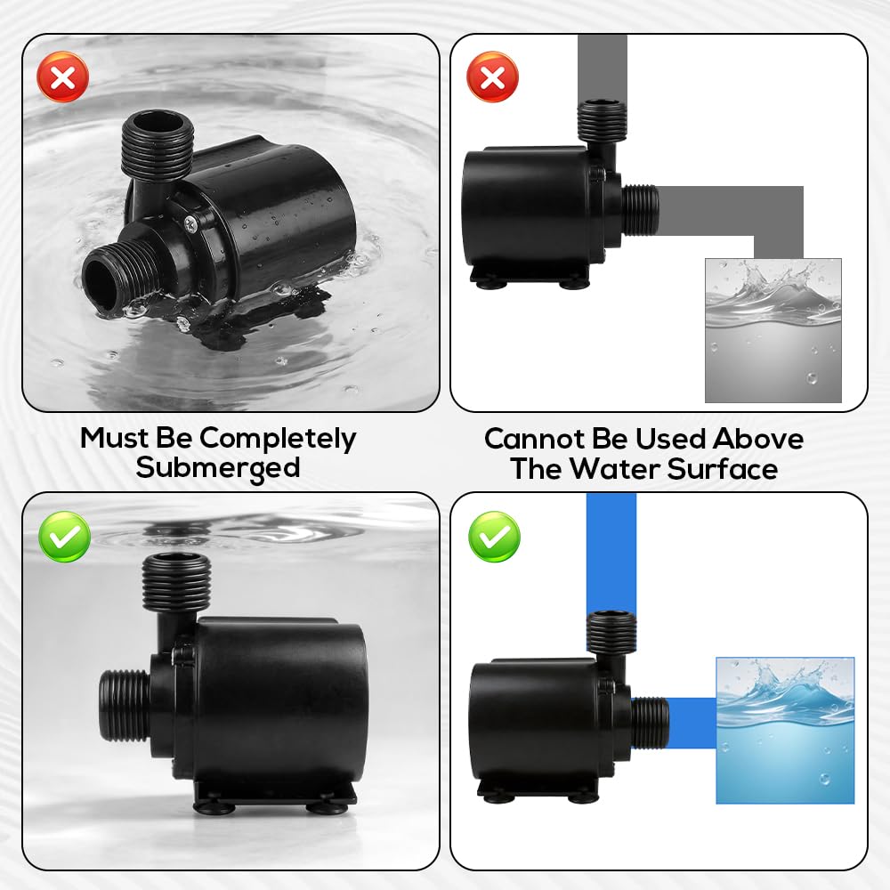 12V Wasserpumpe mit Drehzahlregelung, 800L/H SolarWasserpumpe Brushless, Geräuscharm Wasserpumpe Klein Teichpumpe,5M Förderhöhe, Aquarium Pumpe, Mini Pumpe Wasser für Wasserzirkulationssystem