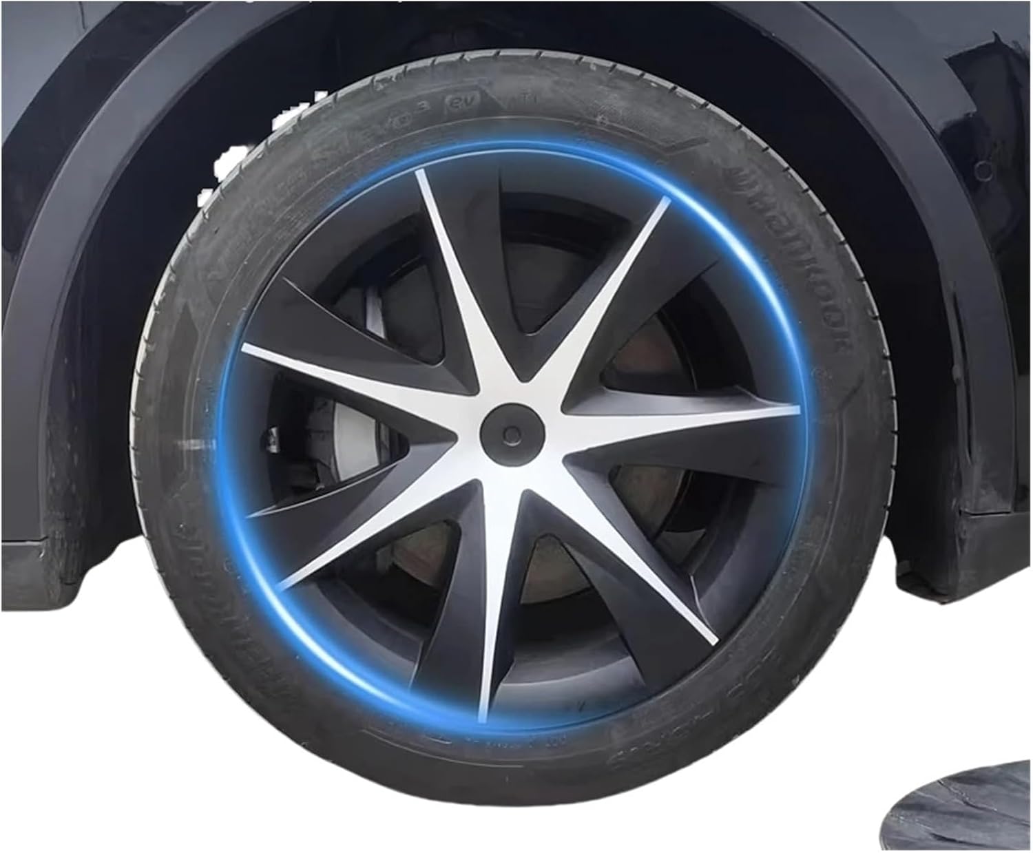 4PCS Hub Cap Compatible for Tesla Model Y Hubcap 19 Inch Full Rim Cover Wheel Cap Compatible for Gemini Accessories Wheel Parts 2018-2024(Matte Black)