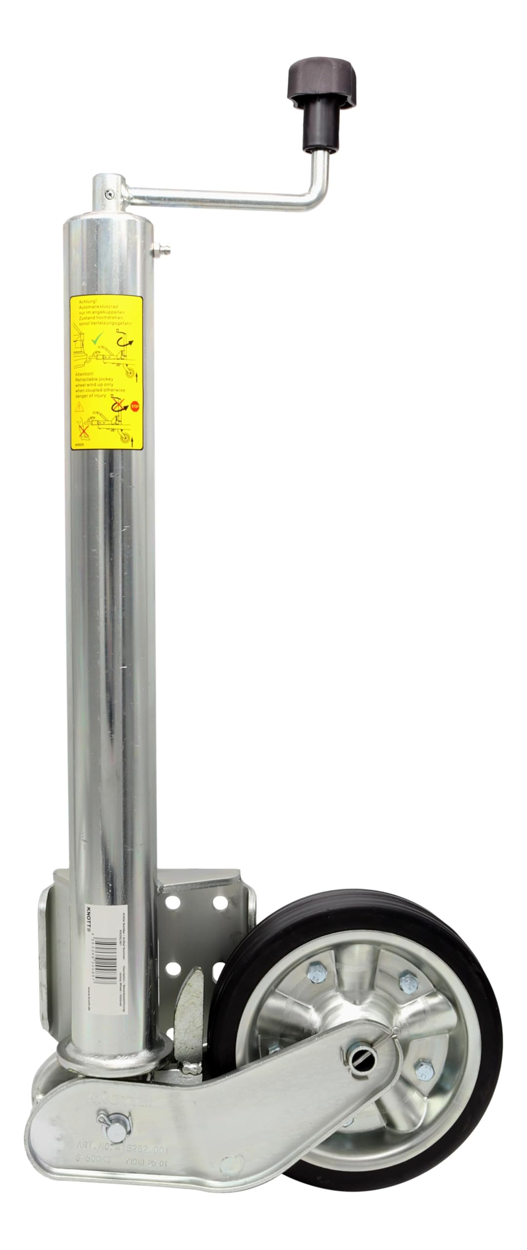 trailer parts4u Oryginalne koło podporowe Knott długie duże obciążenie 500 kg samochód osobowy przyczepa koło ostrogowe 200 x 50 mm 416262.001