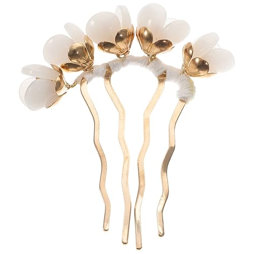 Miniatura 6 de Beaupretty 4 piezas de peine de pelo con flores de jade, palillos chinos retro para el cabello, palillos para el cabello, accesorios de peinado para