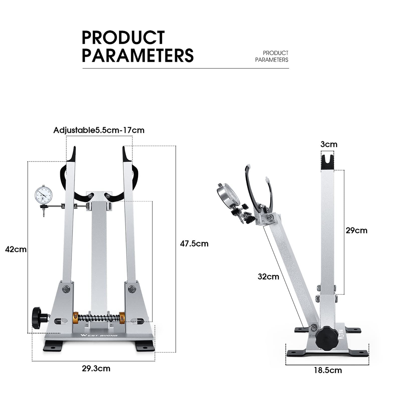 Soporte para alineación de Ruedas de Bicicleta Herramienta de reparación de alineación de Ruedas de Bicicleta con Llave de radios Llantas de Ajuste de Mantenimiento de Ruedas de Bicicleta