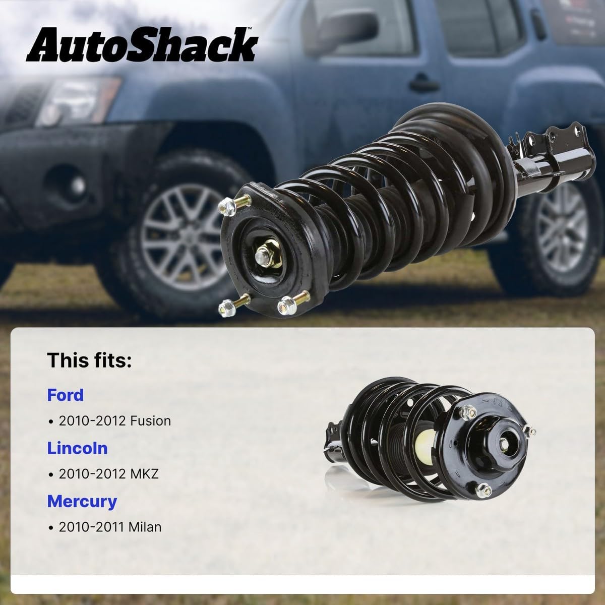 AutoShack Front Complete Strut & Coil Spring Assemblies - Driver and Passenger Side for Ford, Lincoln & Mercury, Fusion 2010-2012 MKZ 2010-2012 Milan 2010-2011, AWD FWD V6 3.0L 3.5L