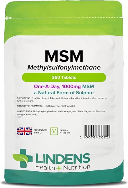 Lindens MSM 1000mg Vegan Tablets 360 Count