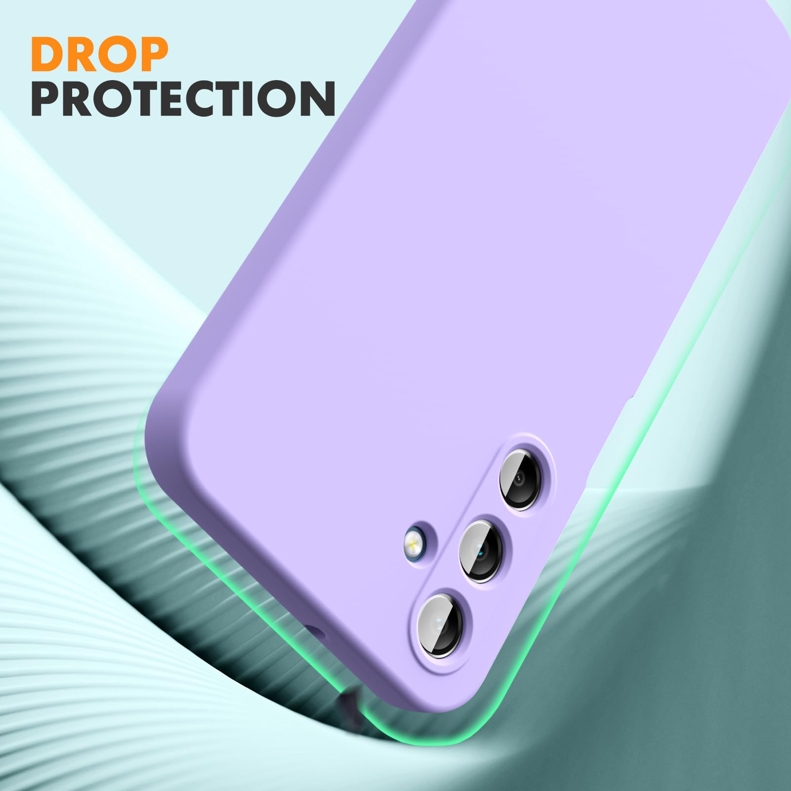 Vansdon Cover Compatibile con Samsung Galaxy A25 5G, 2 Pellicola Protettiva in Vetro Temperato, Gomma Gel di Silicone Liquida Antiurto Custodia - Viola chiaro