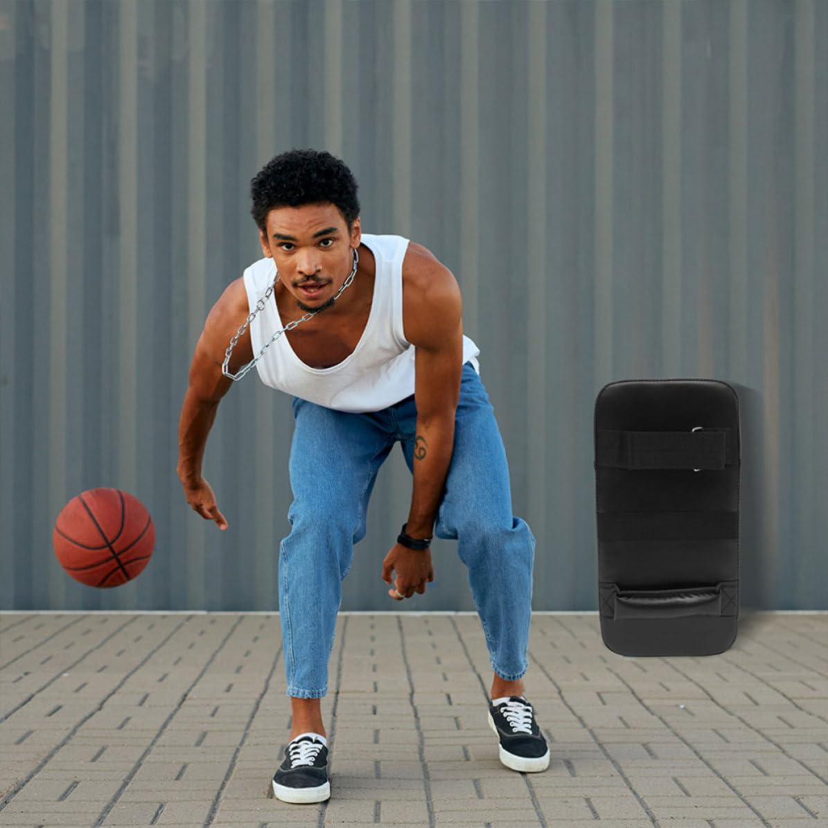 Kichvoe Attrezzi da Allenamento Basket 2 Pezzi Cuscino di Bloccaggio Basket in PVC Pu Leather Epe Foam per Allenamento di Agilità e Sviluppo Visivo per Giovani