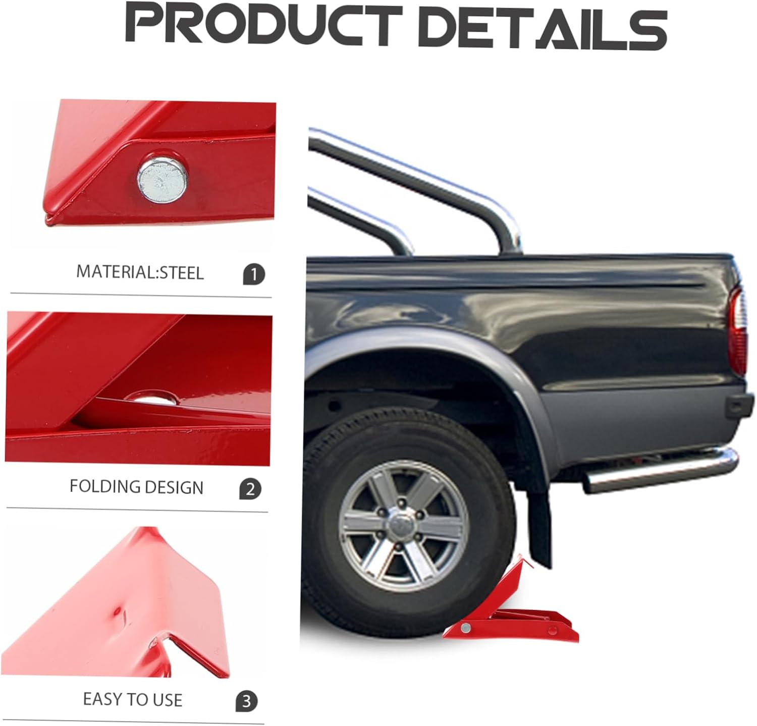 ULTECHNOVO Folding Wheel Chock Stabilizer for Rvs and Trailers Anti-Skid Triangular Support Portable Tire Stopper for Cars and Campers Durable and Versatile Wheel Positioning