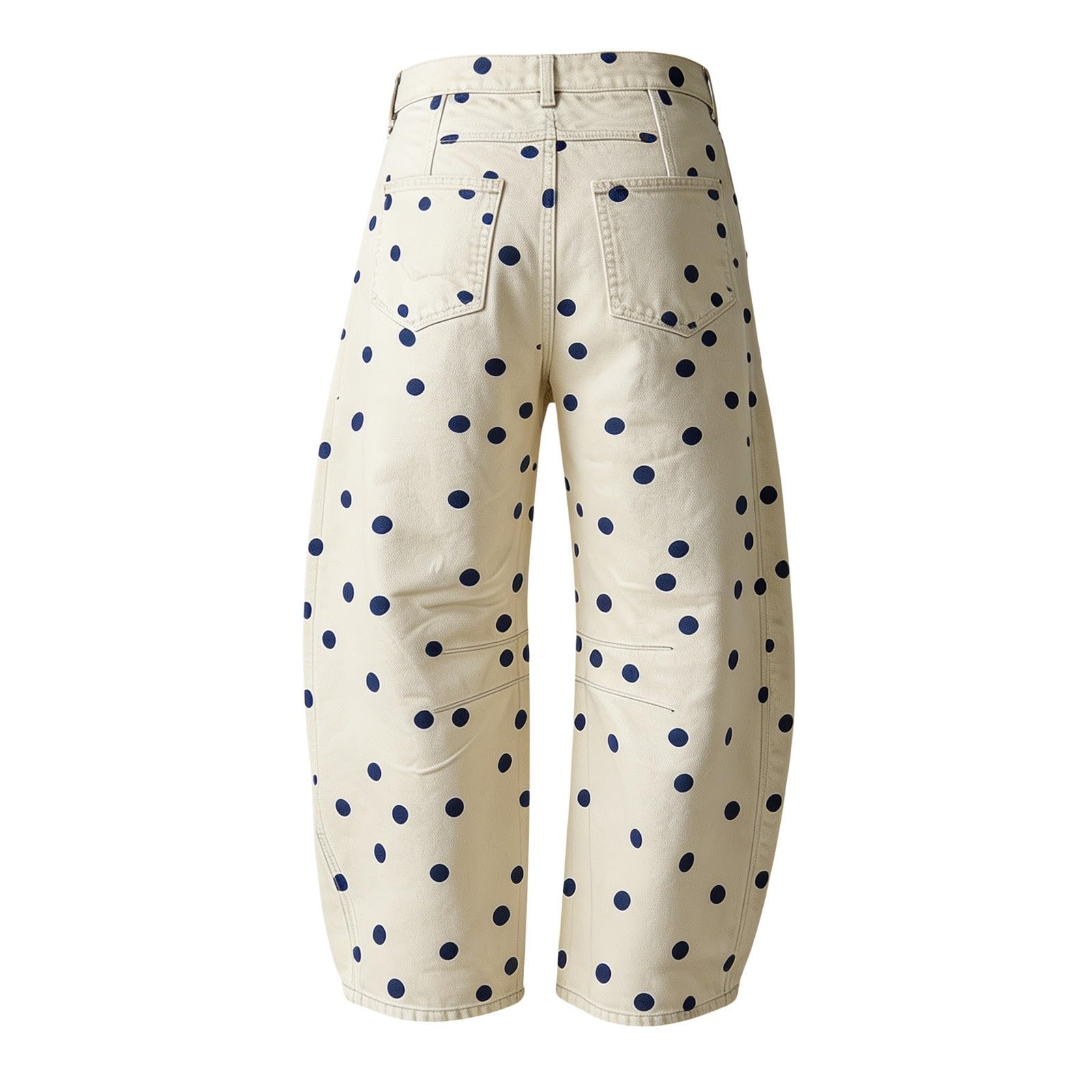 Baggy Jeans Damen Polka Dot Barrel Jeans High Waist Elegant Freizeithose