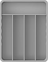Vista 8 de Simple Houseware Cubiertos para cajones de cocina con 5 compartimentos, color gris