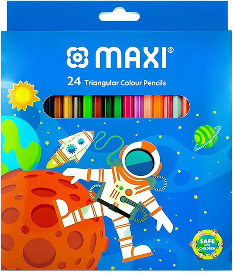 MAXI TRIANGULAR COLOUR PENCILS 24 COLOUR IN A CARDBOARD BOX