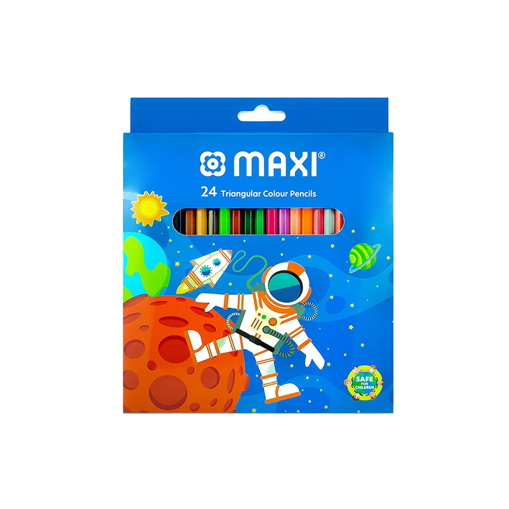 MAXI TRIANGULAR COLOUR PENCILS 24 COLOUR IN A CARDBOARD BOX