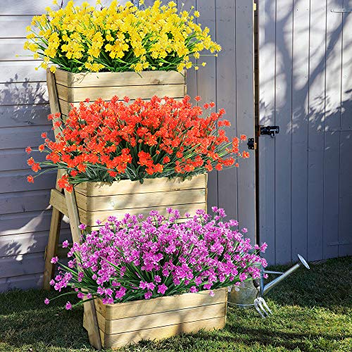 Artbloom 8 Bundles Outdoor Artificial Fake Flowers Uv Resistant Shrubs Plants, Faux Plastic Greenery For Indoor Outside Hanging Plants Garden Porch Window Box Home Wedding Farmhouse Decor (Fuchsia) #TOP3