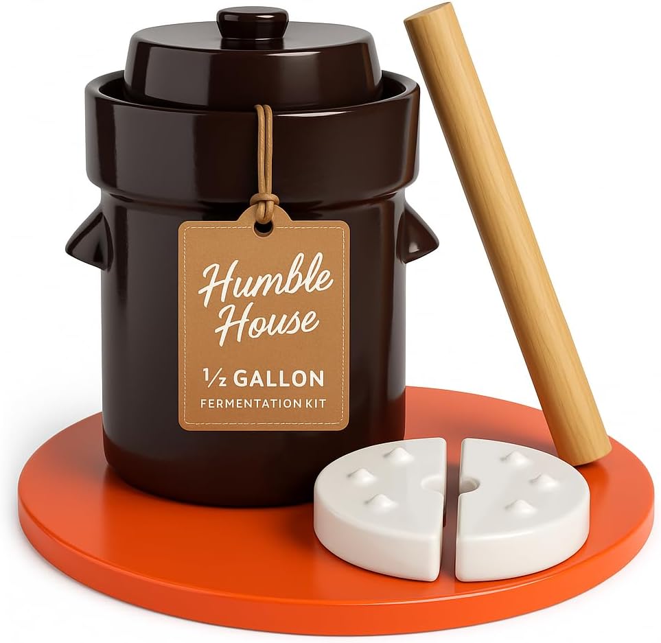 Humble House Fermentation Crock with Lid Weights and Pounder