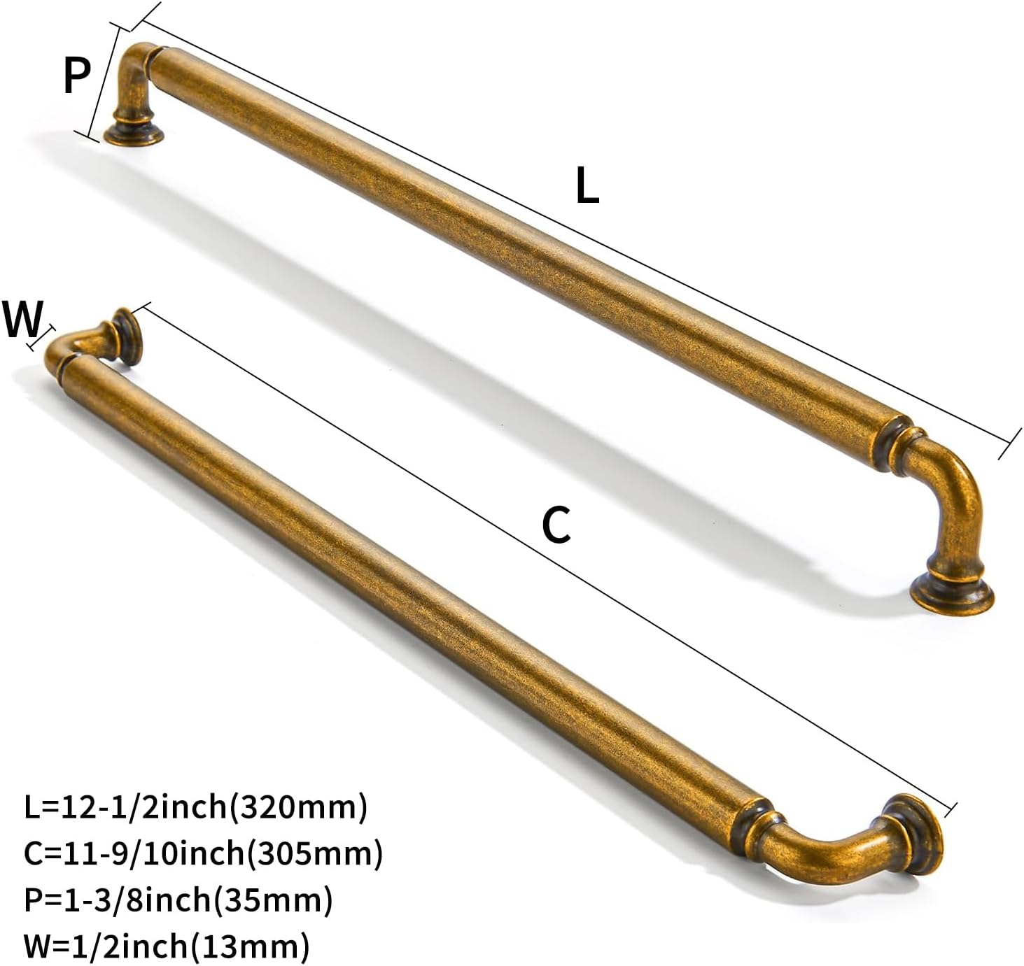 2 Pack 12 inch(305mm) Center to Center Antique Brass Cabinet Pulls Solid Cabinet Hardware Heavy-Duty Drawer Handles Kitchen Cabinet Pulls Drawer Kitchen Cabinet Hardware