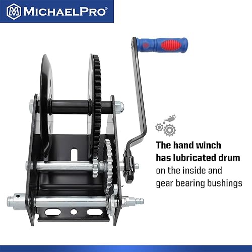 Miniatura 8 de MichaelPro MP009093 2500lbs Heavy Duty Hand Winch para Automotriz, Barco, Remolque
