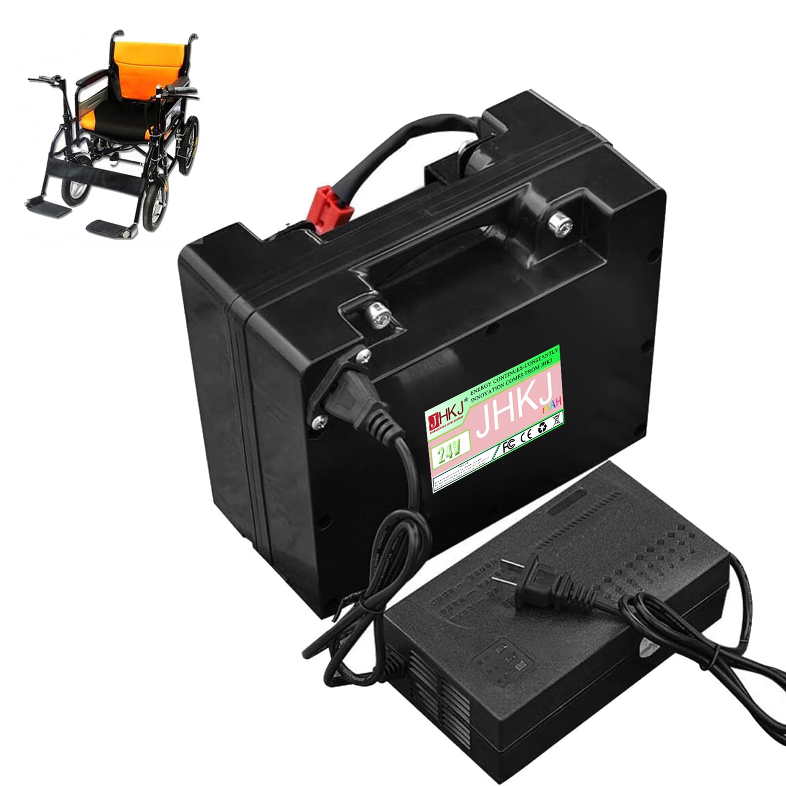 Batería de Silla de Ruedas eléctrica de 24 voltios (24 V, 10 Ah, 12 Ah, 15 Ah, 18 Ah, 20 Ah, 25 Ah, 30 Ah, 35 Ah, 40 Ah, 45 Ah, 50 Ah) con Cargador y Enchufe Anderson.