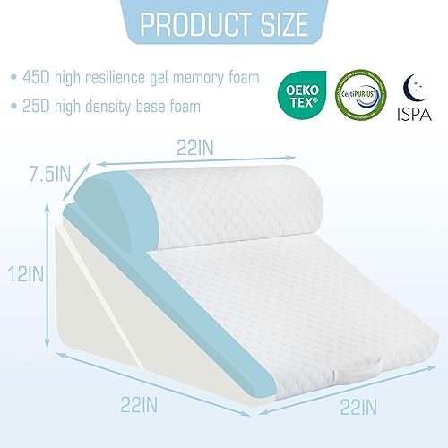 Miniatura 4 de 3 almohadas ortopédicas de cuña para dormir, poscirugía o espalda, soporte de cuello y rodilla, almohada ajustable de espuma viscoelástica de 9 y 12