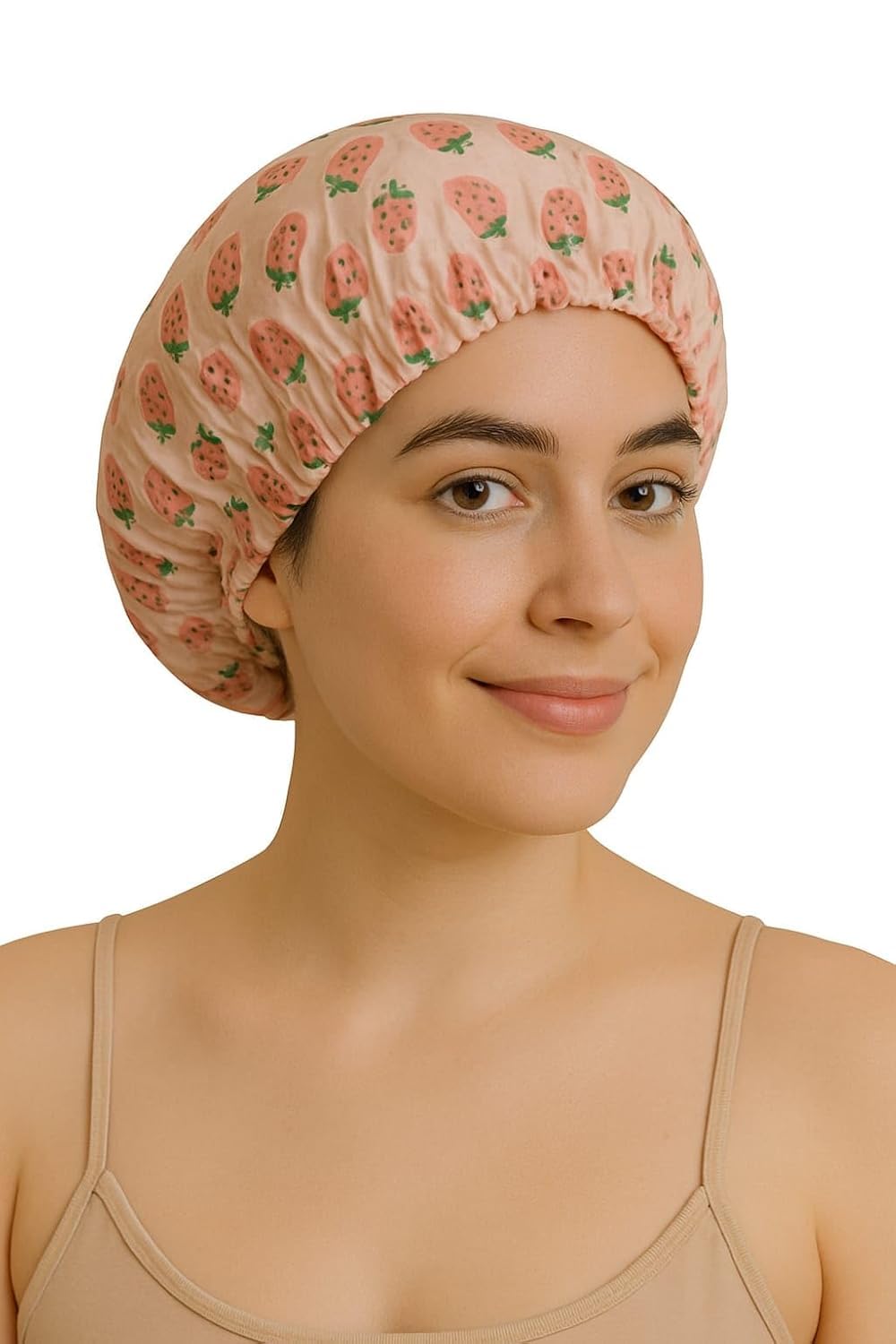 SWIREUK Luxurious Satin Shower Cap for Women & Girls – Hair Bonnet - Reusable, Comfortable Stylish Protector with Strawberry Print Double-Layered and Eco-Friendly All Types. (Pink -strawberry)-image-42