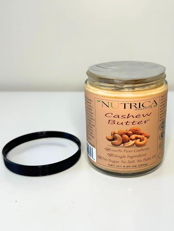 100% Pure Cashew Butter, Single Ingredient, No Salt, No Sugar, No Palm Oil, No Additives, Vegan, Plant Based Protein, Premium Roasted Cashews, 9.25oz (262gr)