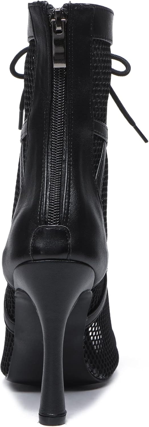 Minishion Sexy Dance Heels for Women Mesh Party Eveing Ankle Sandals Boots - Image 5