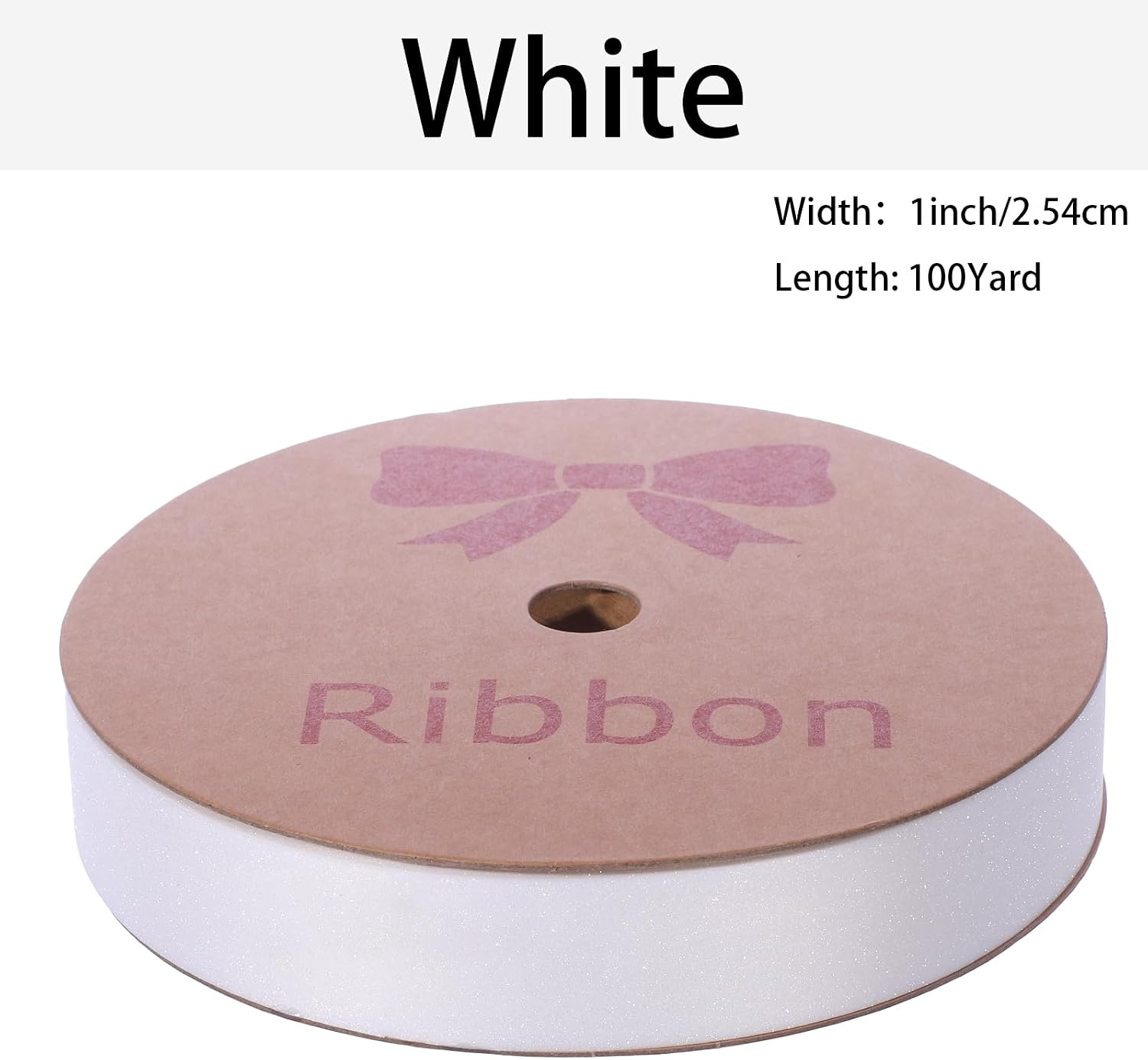 White Glitter Ribbon, 1 Inch x 100 Yards Plastic Ribbon Roll, Single Sided Sparkly Ribbon for Gift Wrapping, Bows, Flower Bouquets, Crafts, Wedding, Birthday, Christmas Decorations