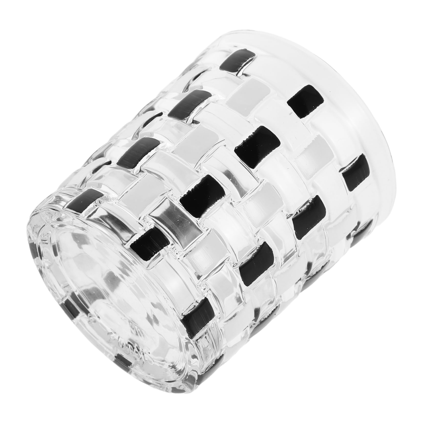 Classic Checkerboard Glass Mouthwash Cup Reusable Bathroom Brushing Cup Portable Toothbrush Holder for Family Travel Use Elegant Design for Home