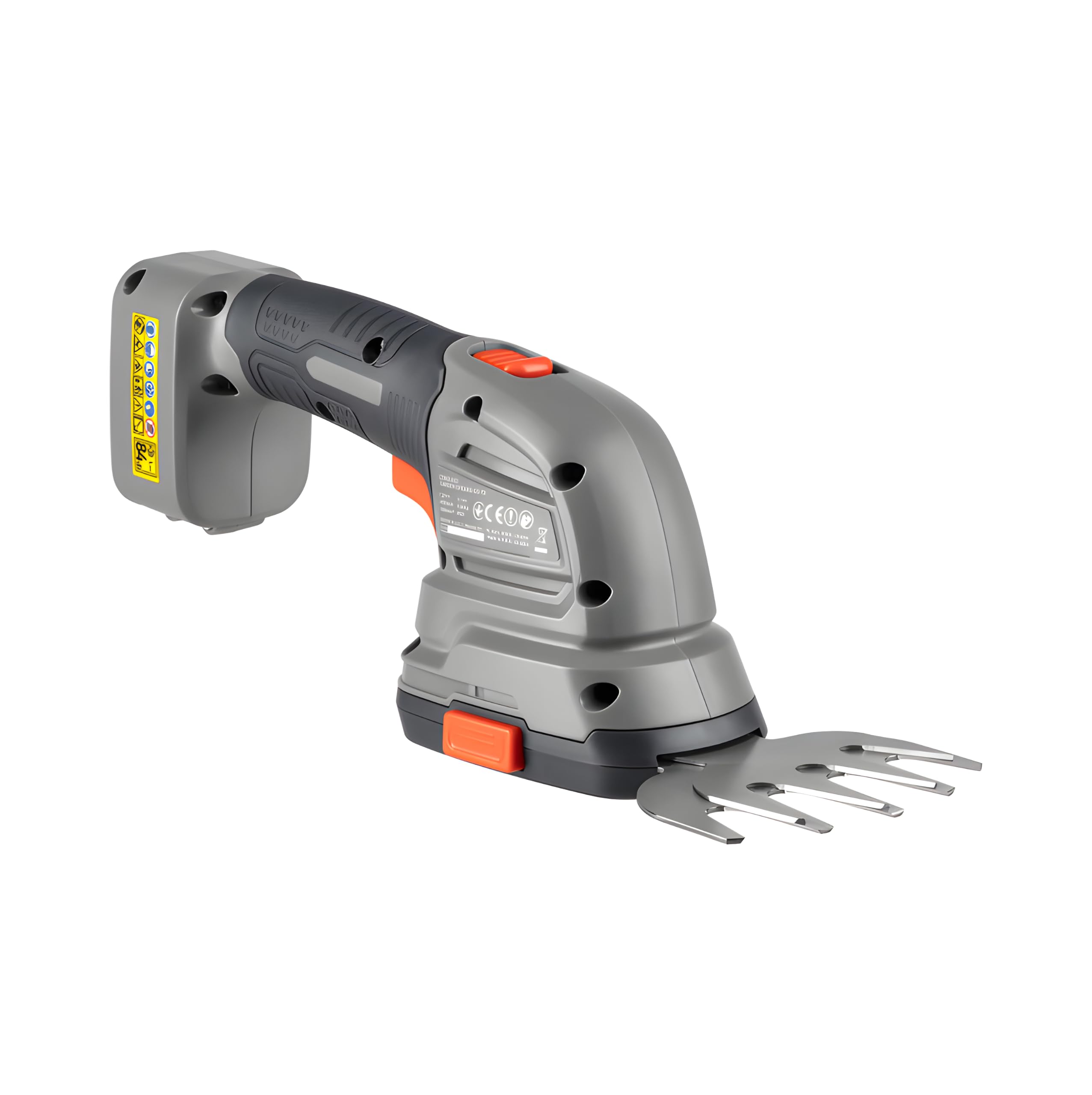 Tijeras de Jardín Inalámbricas GS-72 con Batería de 7,2V Li-Ion y 2 Cabezales Intercambiables - Cortacésped y Cortasetos sin Herramientas a 1300 RPM con Fundas Protectoras Incluidas - por Dnipro-M
