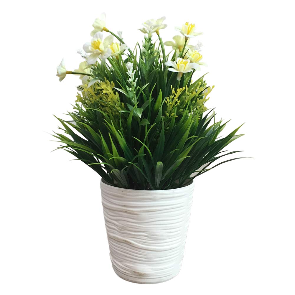 O15fuqiJHO 1Pc Non-Fading Artificial Flowers, Fake Outdoor UV Resistant Plants Faux Plastic Greenery Shrubs Indoor Outside Hanging Planter Home Kitchen Office Wedding Garden Decor White