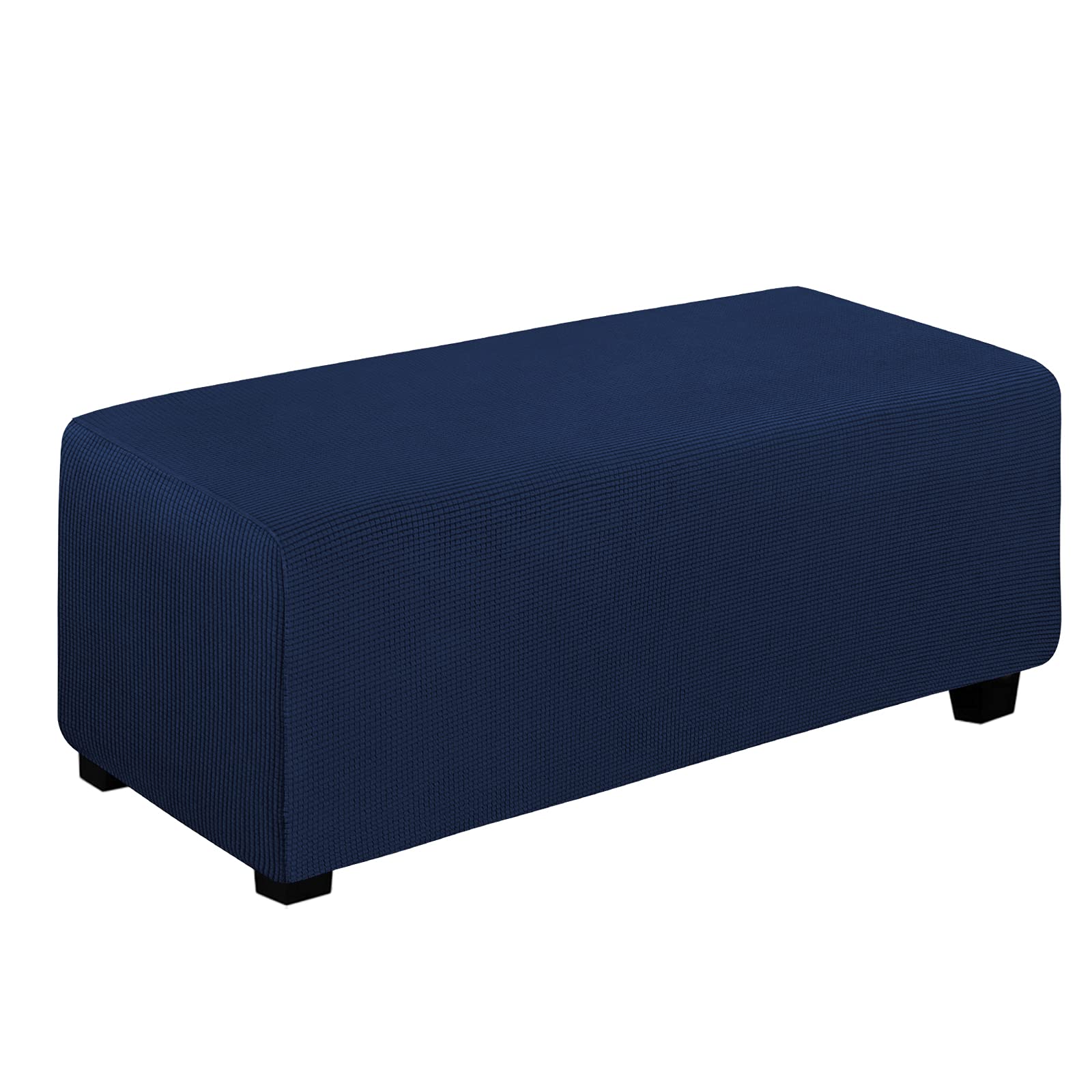 Easy-Going Stretch Ottoman Cover Folding Storage Stool Furniture Protector Soft Rectangle slipcover with Elastic Bottom(Ottoman X-Large,Navy) — image 1