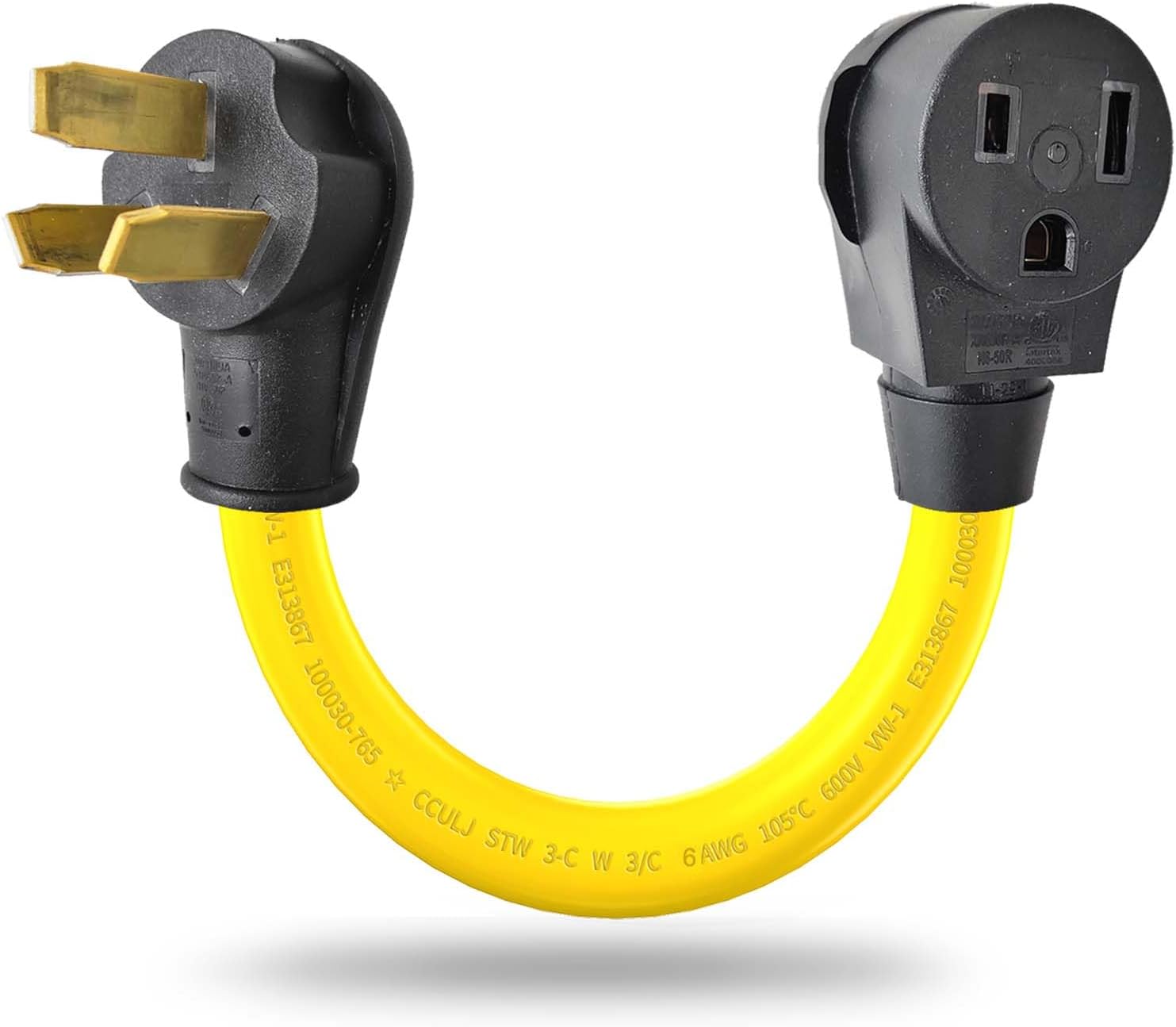 3 Prong to 3 Prong Welder Plug Adapter 220V, NEMA 10-50P to 6-50R Stove to Welding Adapter Cord, 50 Amp to 50 Amp, 8 AWG*3C 1FT