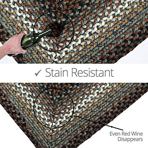 Homespice Midnight Moon Braided Rug 20X30In Rect Grey-Black-Brown Colors. Washable Indoor-Outdoor. Uses- Entryway, Kitchen, Bathroom, Anti-Fatigue, Sink Spill Absorbing, Ergonomic Comfort Standing Mat #TOP1