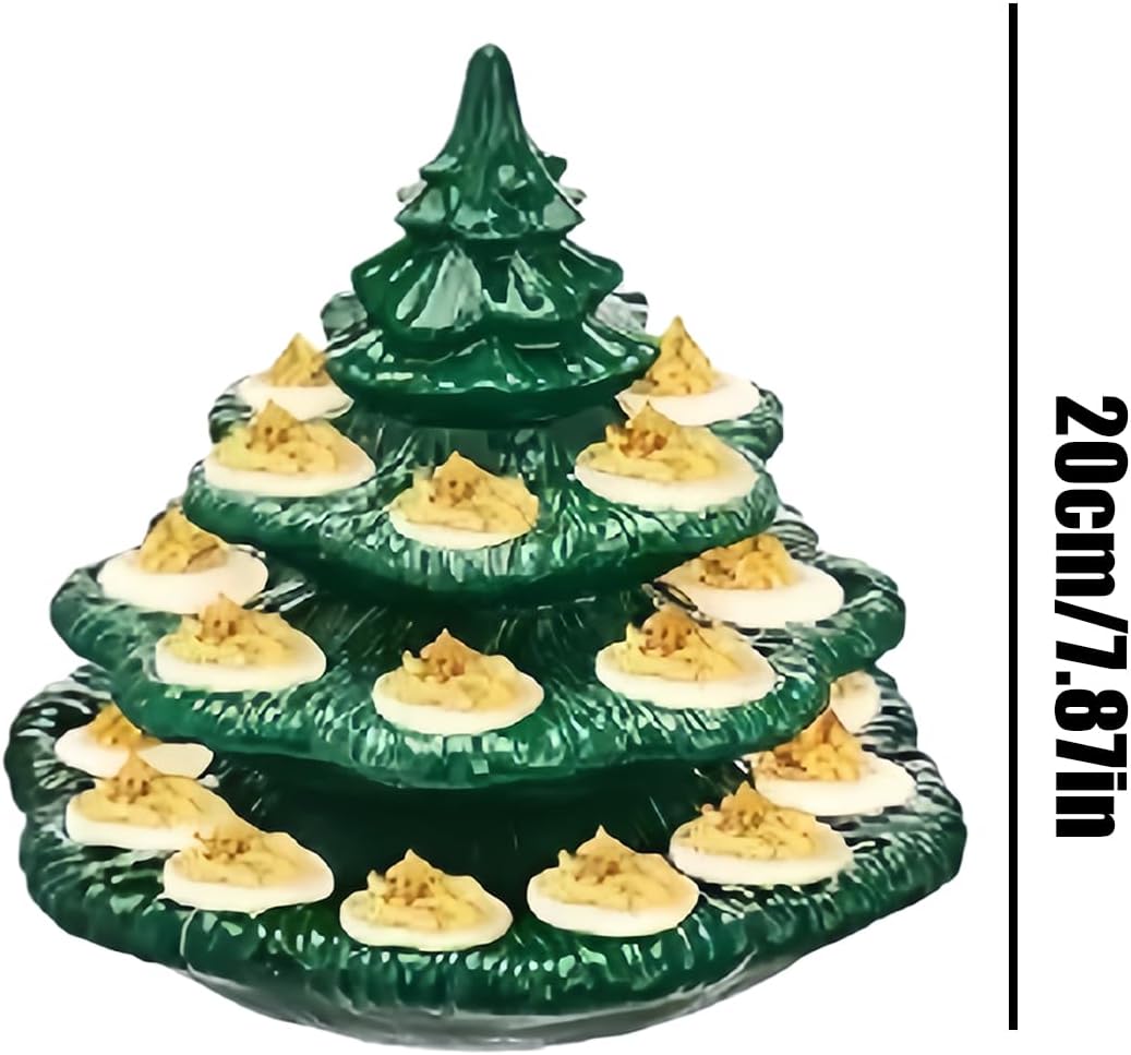 Deviled Egg Tray, 4-Layer Christmas Tree Shaped 26-Hole Party Serving Tray, Perfect for Holiday Gatherings, Thanksgiving, Weddings, Barbecue, Outdoor Parties, Picnic