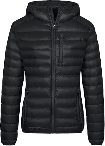 Wantdo Women's Packable Down Jacket Lightweight Puffer Jacket Hooded Winter Coat