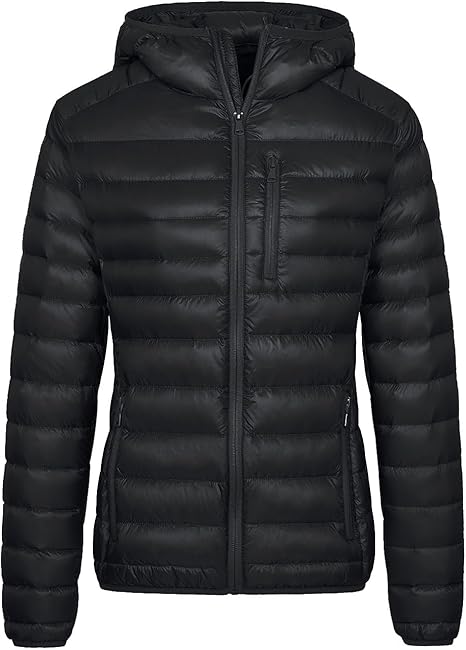 Wantdo Women's Packable Down Jacket Lightweight Puffer Jacket Hooded Winter Coat