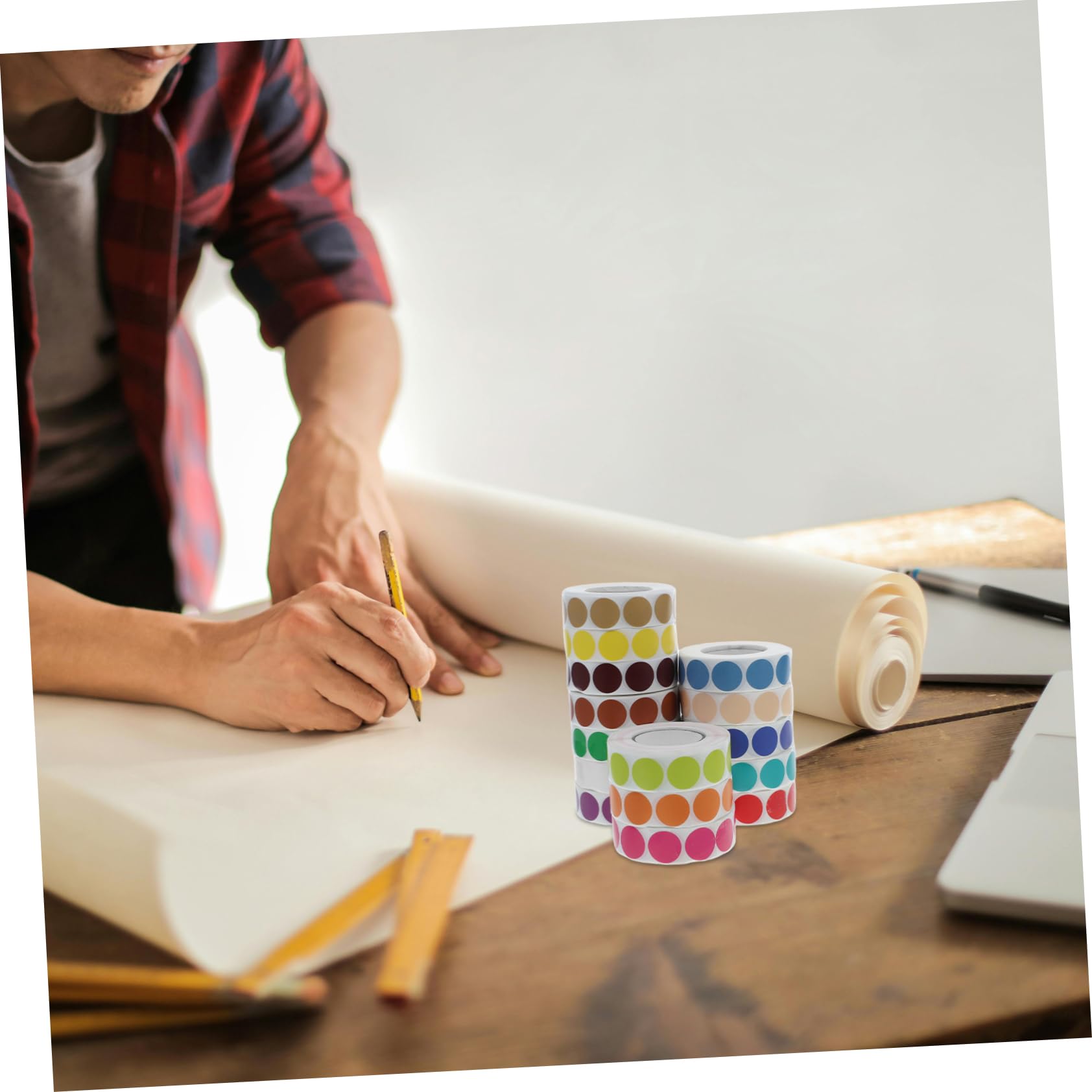 Tofficu Étiquettes Autocollantes Rondes à Pois 15 Pcs en Papier pour Identification Couleur Facile, Adhésives et Inscriptibles, pour Maison et Restaurants Couleur Aléatoire