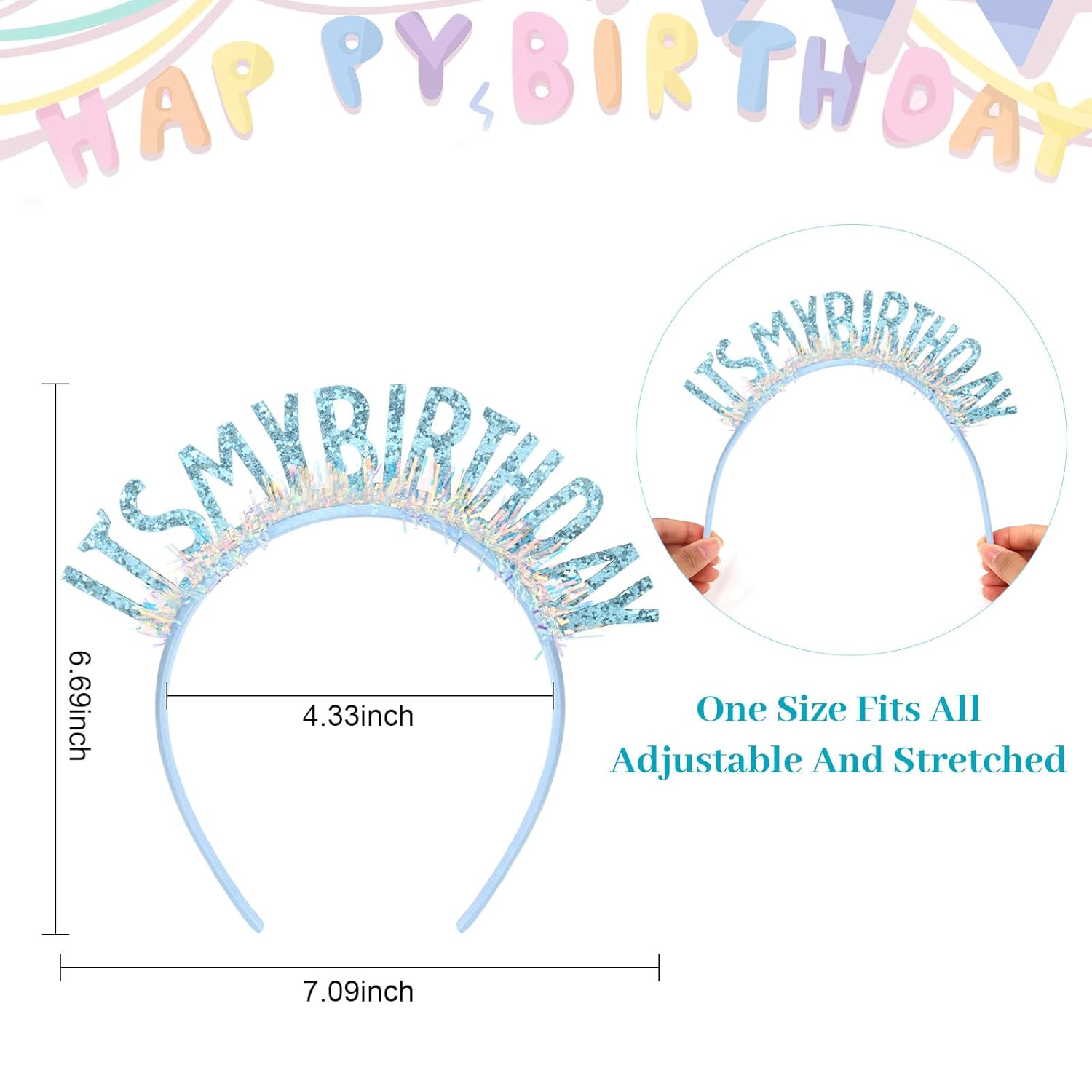 CAVETEE Birthday Crown for Women，Birthday Headband for Girls Birthday Girl Headband，Birthday Crown Adult Woman, IT's MY BIRTHDAY Headband for Girls Happy Birthday Decorations (Blue) - Image 5