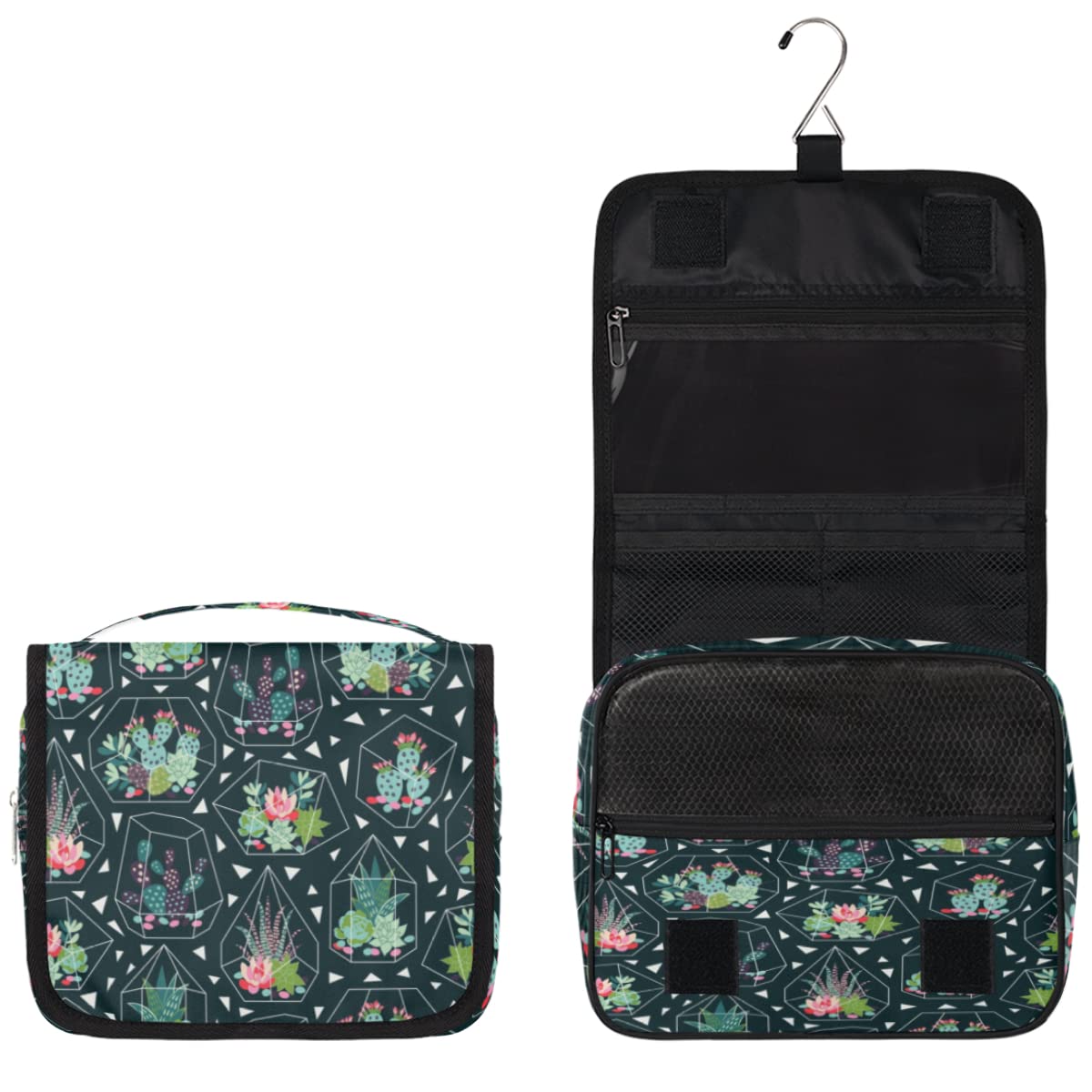 Kaktus Podróżna kosmetyczka Kaktus Kwiat Mycie Torba Unisex Wiszące przybory toaletowe Kosmetyczka Organizer do makijażu, wielobarwny, Jeden rozmiar