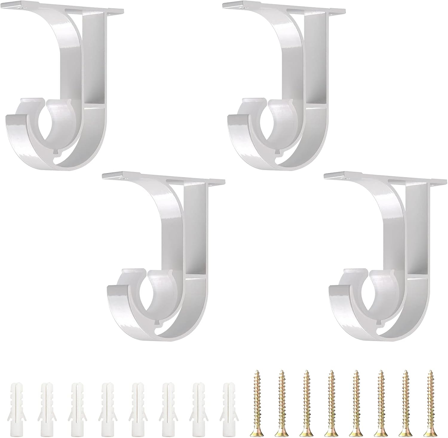 UFURMATE Curtain Rod Brackets, 4Pcs Aluminum Alloy CeilingMount Brackets Curtain Pole Bracket