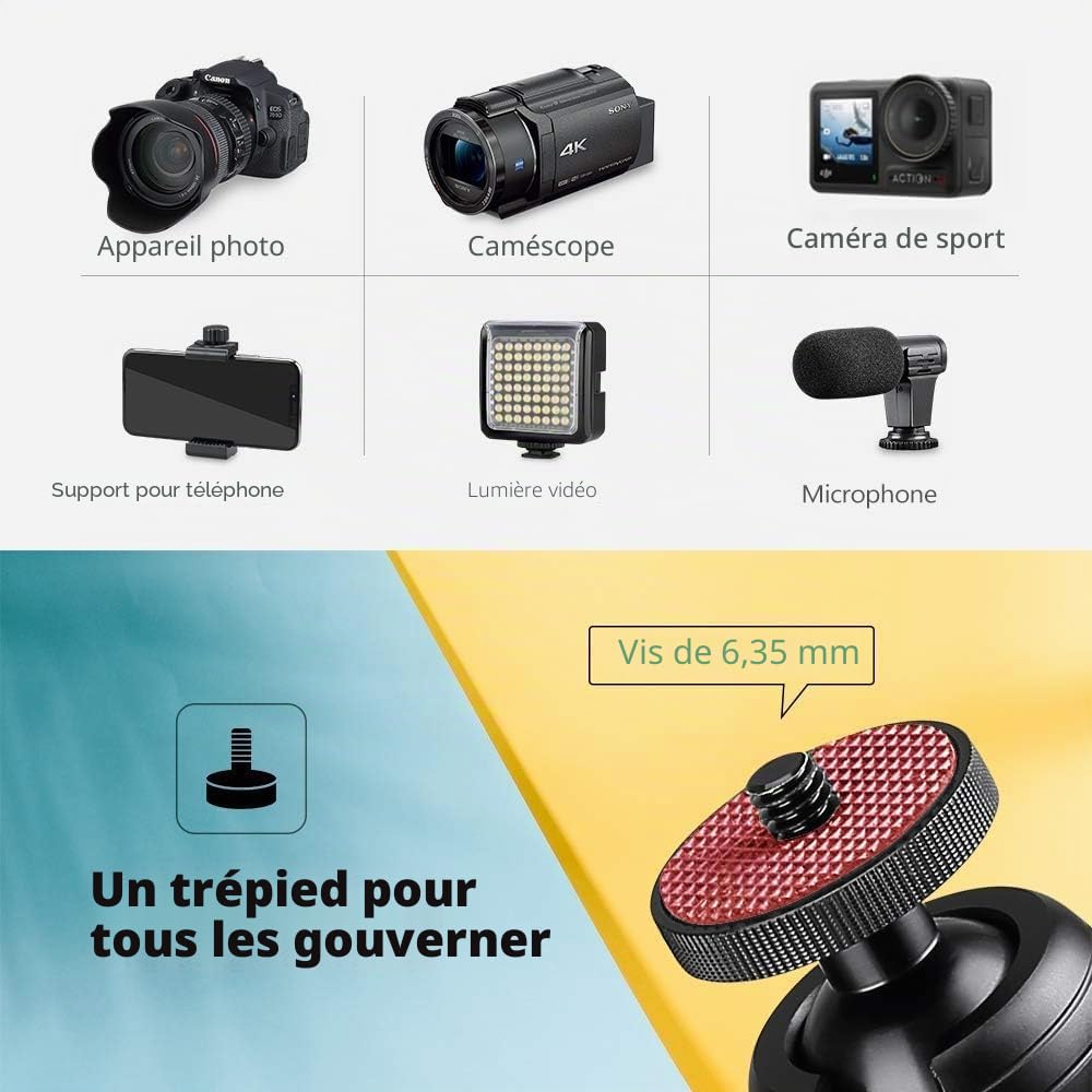 Zeadio Mini trépied en métal + Support à rotule pour Smooth 4, Crane Plus, Crane 2, Osmo Mobile, Ronin-S, Vimble 2, Stabilisateur de poignée à cardan et Toutes Les caméras