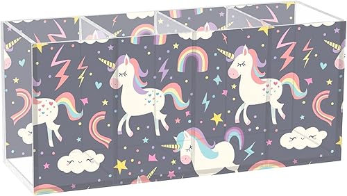 Miniatura 8 de CHIFIGNO Vintage Rose Flowers Acrylic Pen Holders 4 Compartments Pencil Pen Holder for Desk Makeup Brush Cup Cute Pen Containers for Home, School,