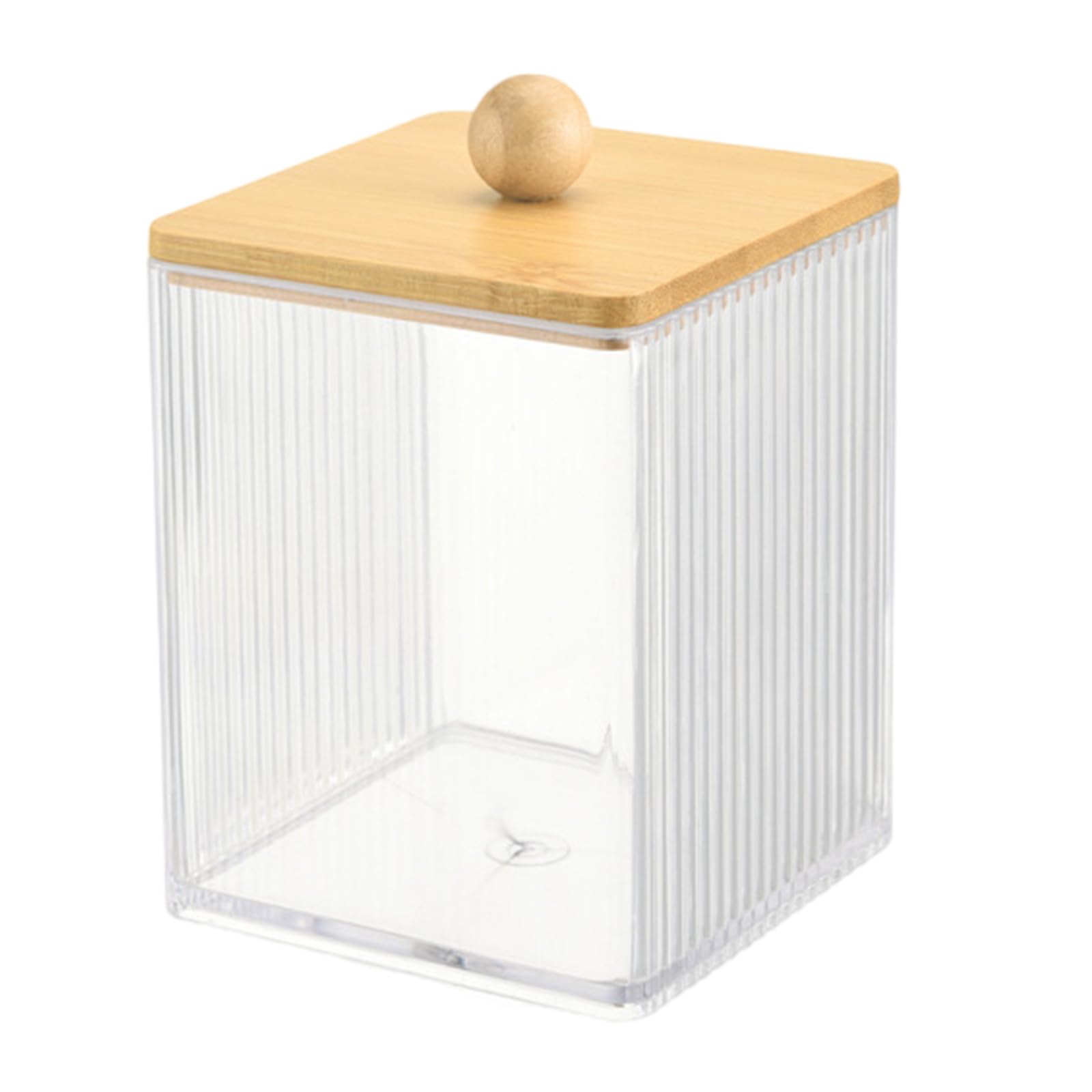 Uqezagpa Women's Clear Multipurpose Bathroom Canister With Wood Lid For Cotton Swabs Dentals Flosses Cotton Pad And Hair Fashion Accessories Moistureproof Organizers