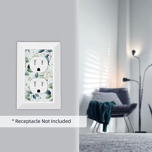 Miniatura 7 de Cubierta de interruptor de luz de hoja de eucalipto verde, cubierta de interruptor de luz de 1 banda, cubierta decorativa de pared para receptáculo,