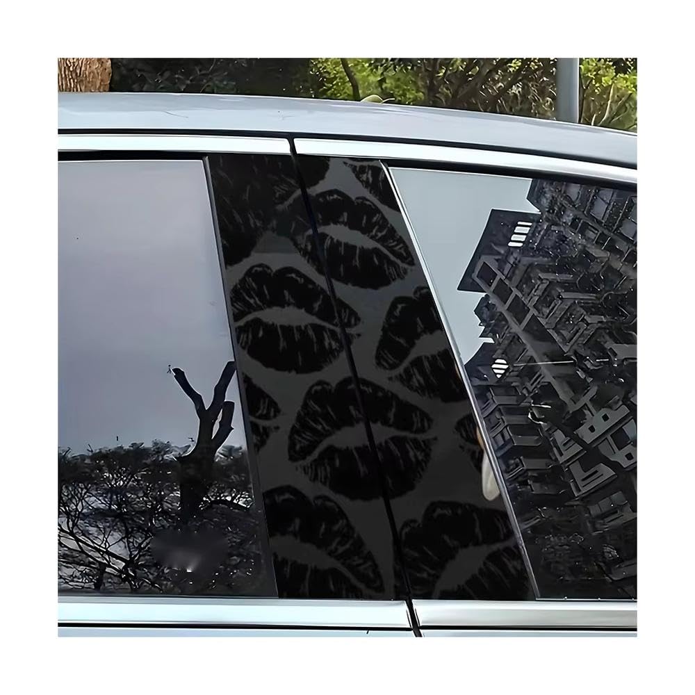 Bertdcx One Color Black Background Lip Print Pattern Self Adhesive Vinyl B Pillar Auto Parts
