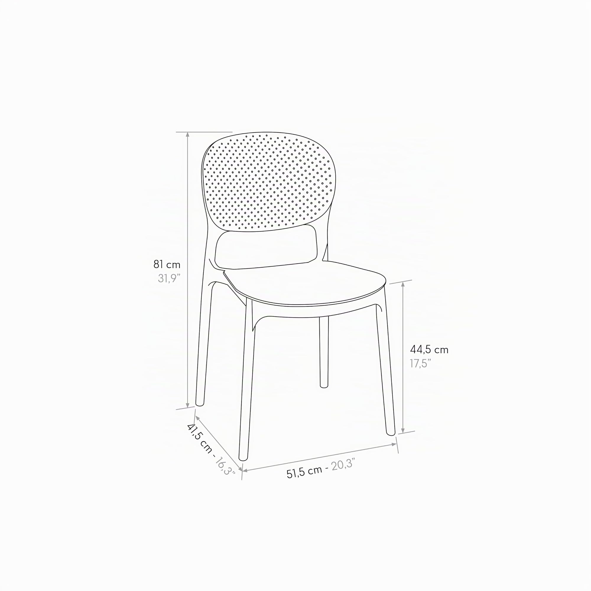 PAZZO DESIGN Silla Anita, Juego de 4 sillas, gris, sillas de polipropileno, sillas de cocina, silla de comedor, apilables - id_2057