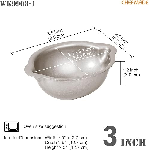 Miniatura 2 de CHEFMADE Juego de mini moldes para tartas de 3.5 pulgadas, 4 piezas antiadherentes en forma de limón para hornear pasteles para horno y olla