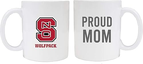 NC State Wolfpack Proud Mom - Taza de café de cerámica blanca (blanca). Producto universitario con licencia oficial