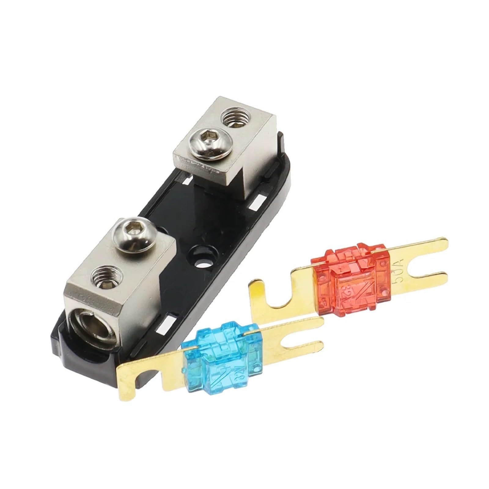 Portafusibles de coche 30-150A estéreo de una sola vía AGU bloque de distribución de energía caja de fusibles coche (5 fusibles-4,20 A)